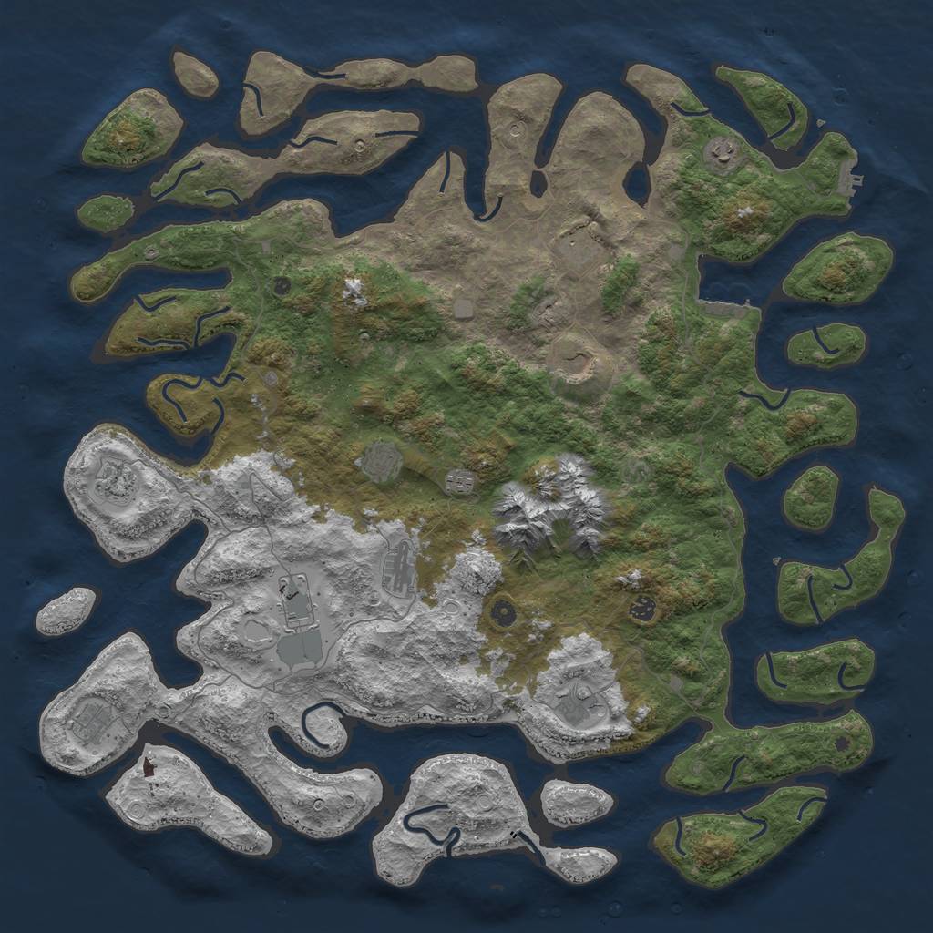 Rust Map: Procedural Map, Size: 5500, Seed: 528579, 19 Monuments