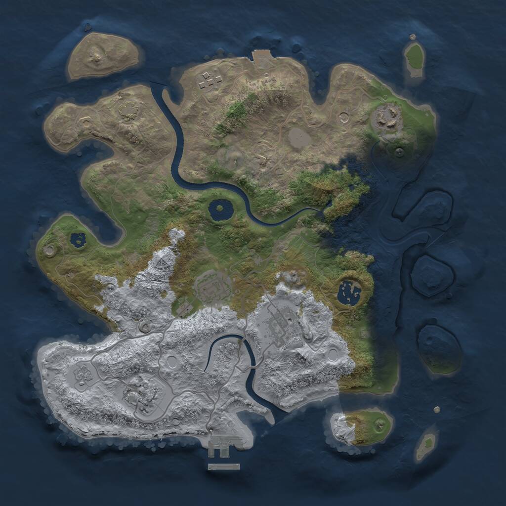Rust Map: Procedural Map, Size: 3200, Seed: 677, 11 Monuments