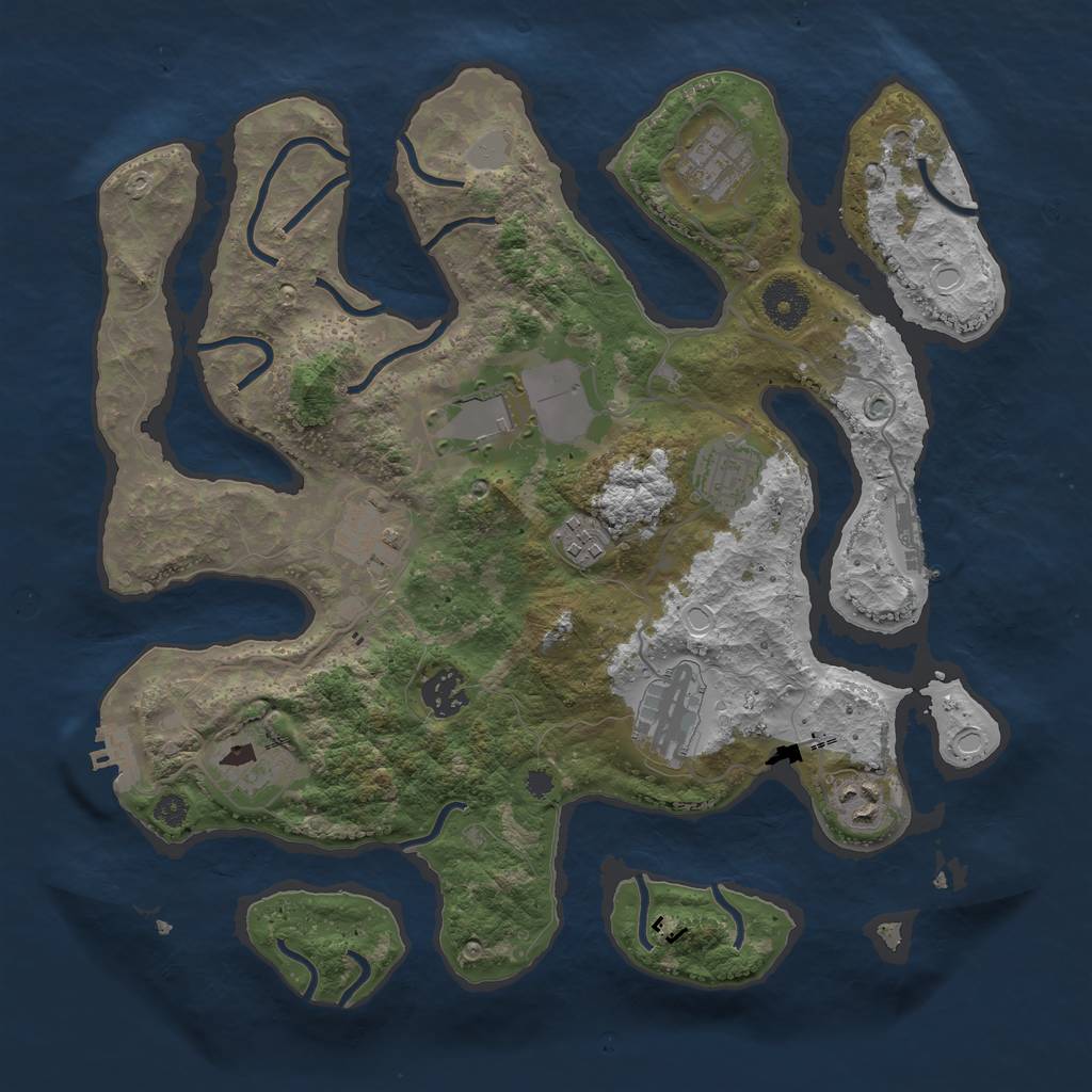 Rust Map: Procedural Map, Size: 3500, Seed: 210589250, 16 Monuments