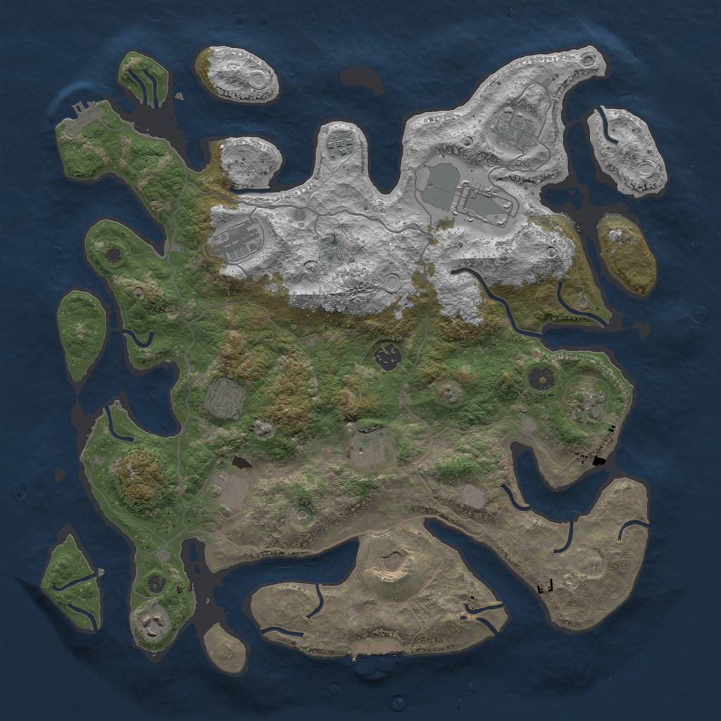 Rust Map: Procedural Map, Size: 4250, Seed: 7102, 19 Monuments