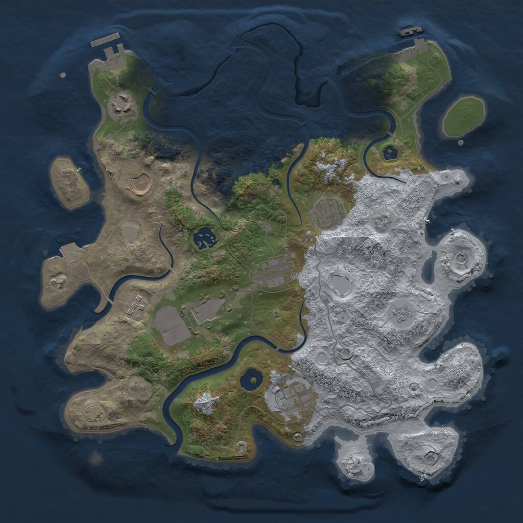 Rust Map: Procedural Map, Size: 3550, Seed: 595330, 14 Monuments