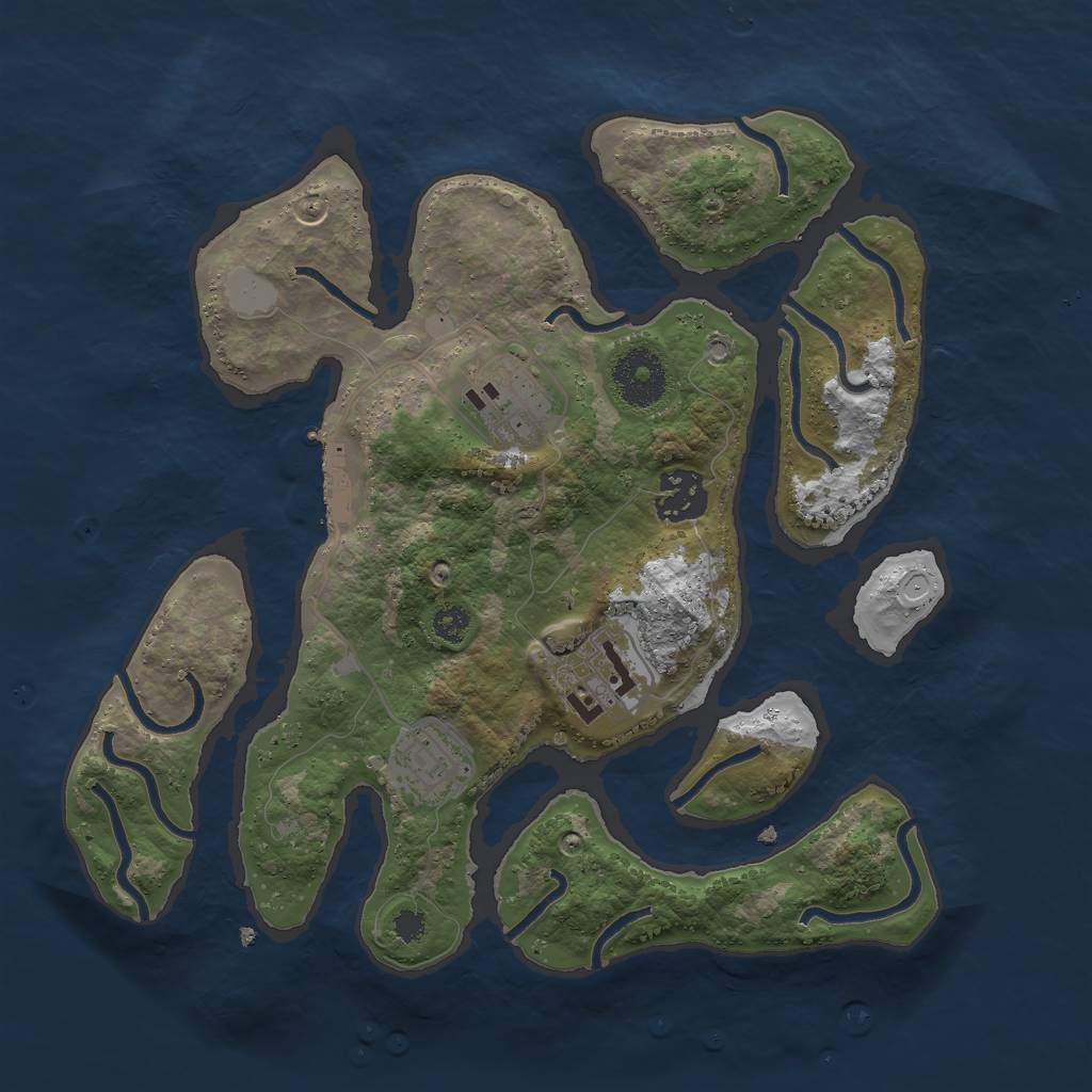 Rust Map: Procedural Map, Size: 3000, Seed: 54566, 10 Monuments