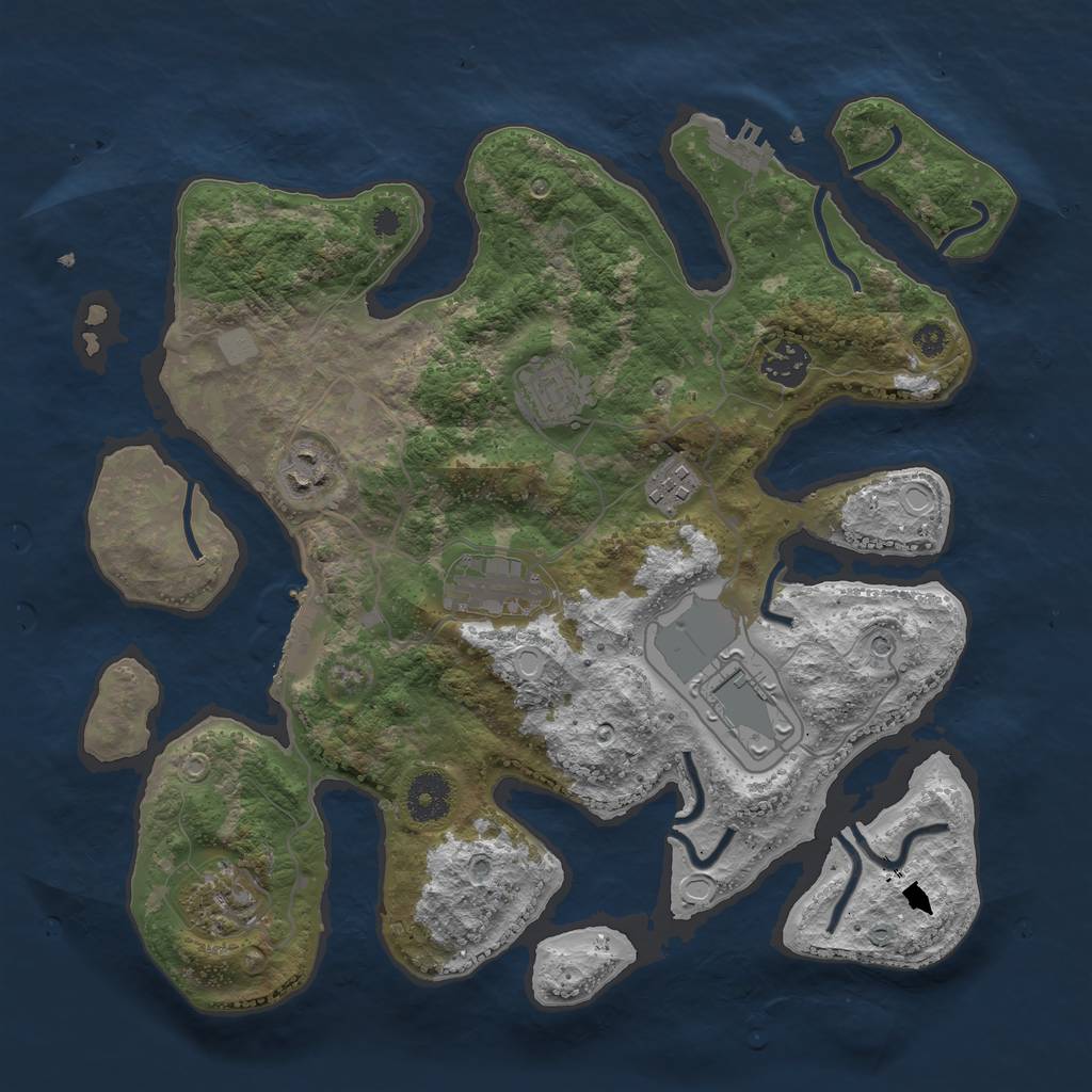Rust Map: Procedural Map, Size: 3500, Seed: 370852664, 15 Monuments