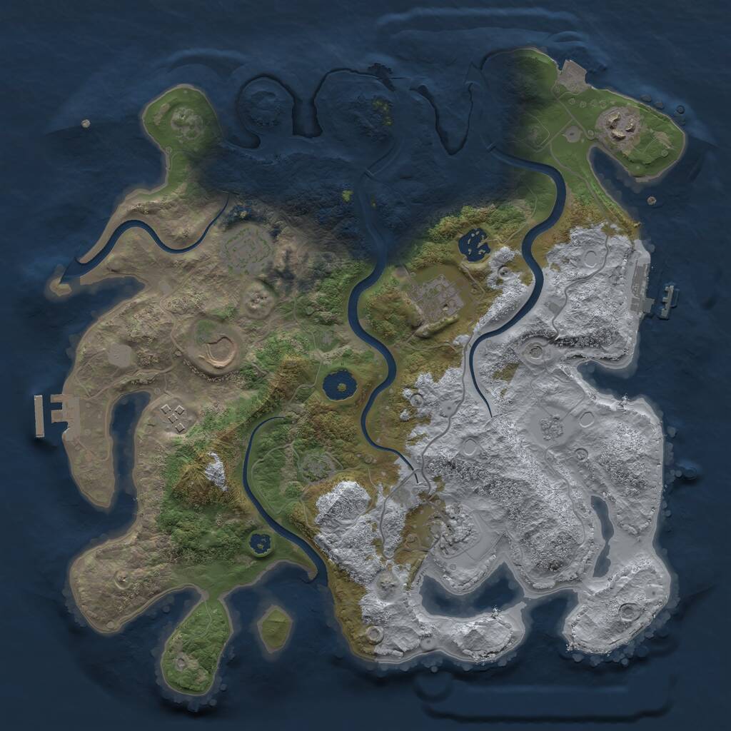 Rust Map: Procedural Map, Size: 3500, Seed: 724446499, 13 Monuments