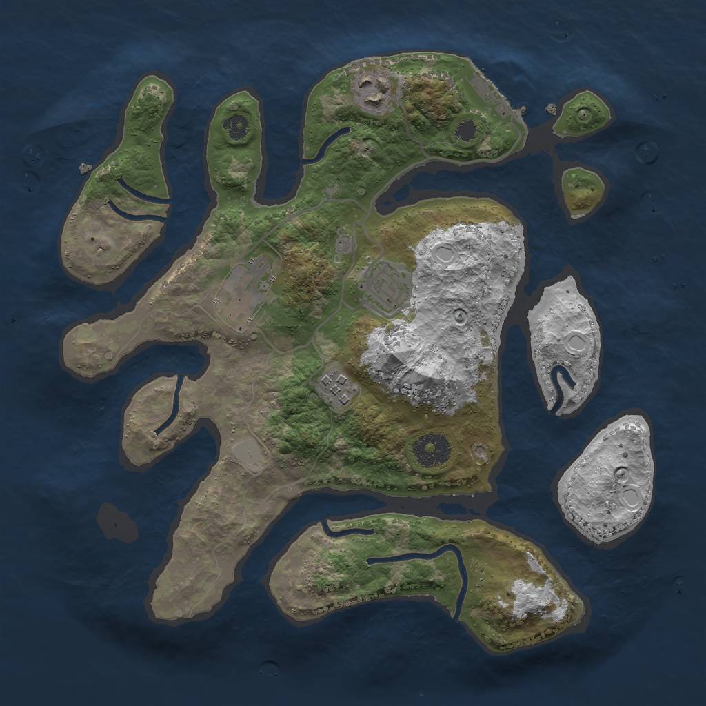 Rust Map: Procedural Map, Size: 3000, Seed: 402994, 10 Monuments