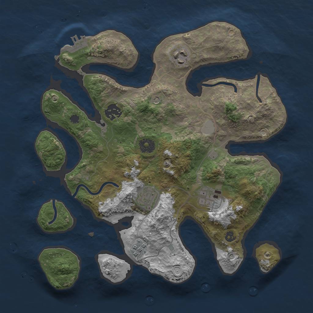 Rust Map: Procedural Map, Size: 3000, Seed: 1953139963, 12 Monuments