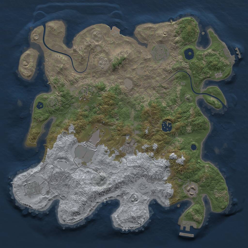 Rust Map: Procedural Map, Size: 3500, Seed: 490911822, 14 Monuments