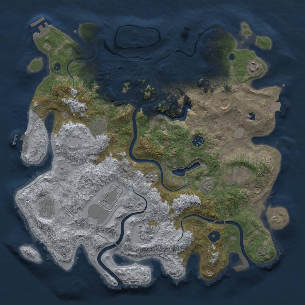 Rust Map: Procedural Map, Size: 4000, Seed: 22850222, 16 Monuments