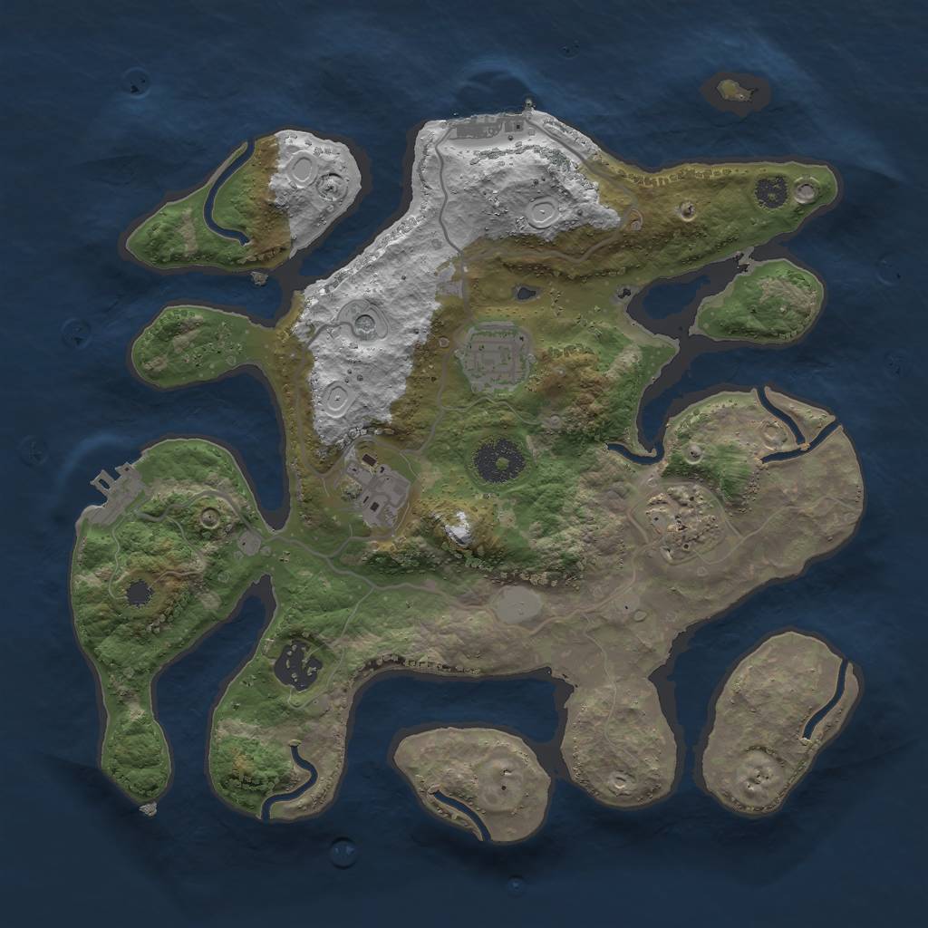 Rust Map: Procedural Map, Size: 3000, Seed: 896549, 12 Monuments
