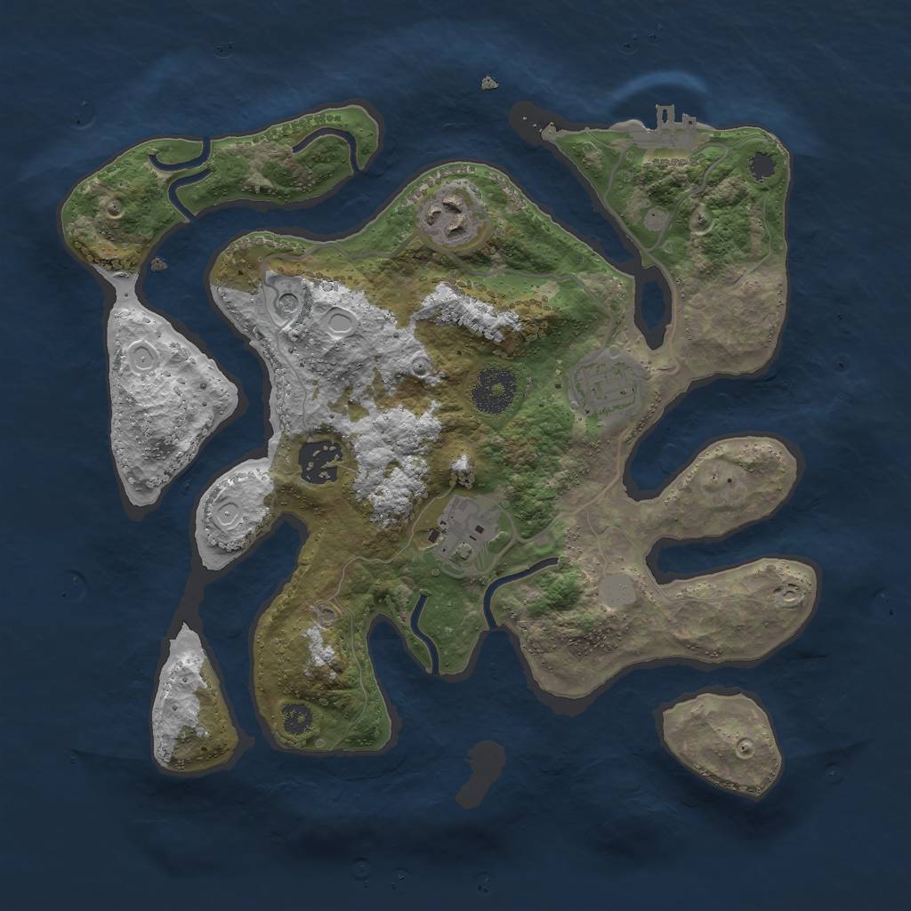 Rust Map: Procedural Map, Size: 3000, Seed: 527229, 11 Monuments