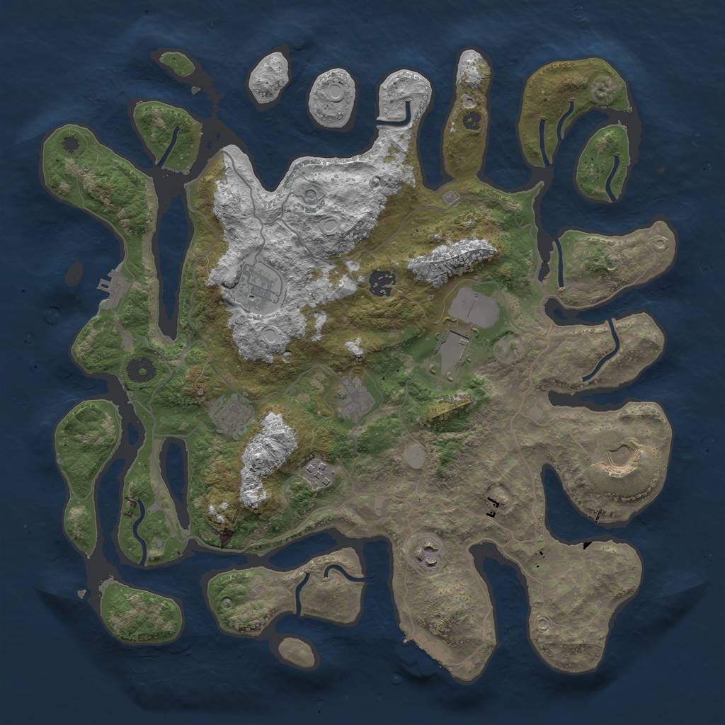 Rust Map: Procedural Map, Size: 4000, Seed: 21027390, 16 Monuments