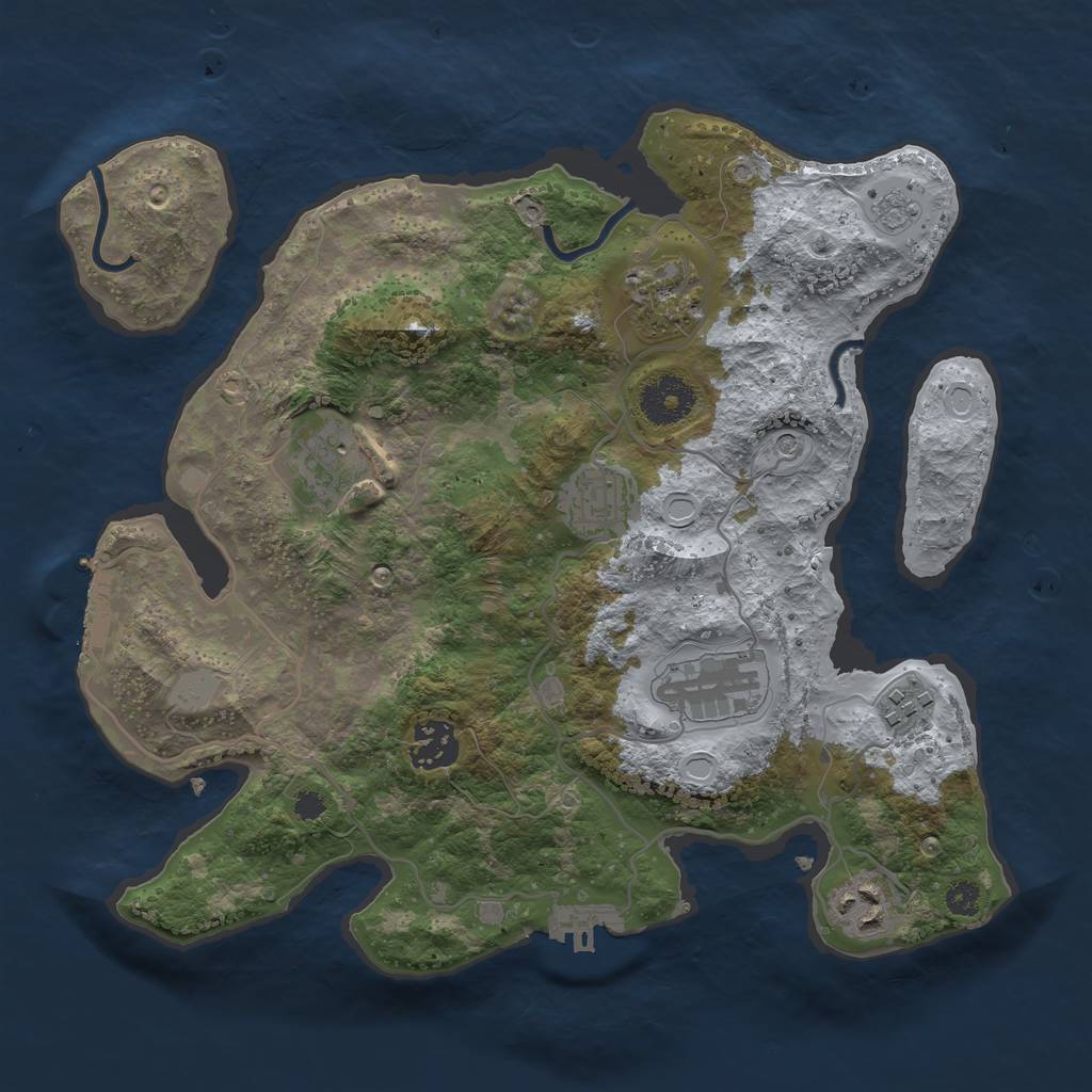 Rust Map: Procedural Map, Size: 3200, Seed: 1358932035, 14 Monuments