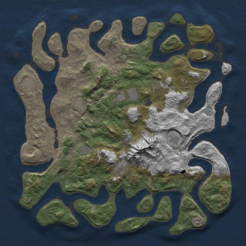 Rust Map: Barren, Size: 5000, Seed: 1257755666, 14 Monuments