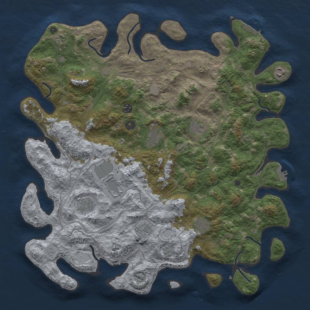 Rust Map: Procedural Map, Size: 4500, Seed: 1433103221, 17 Monuments