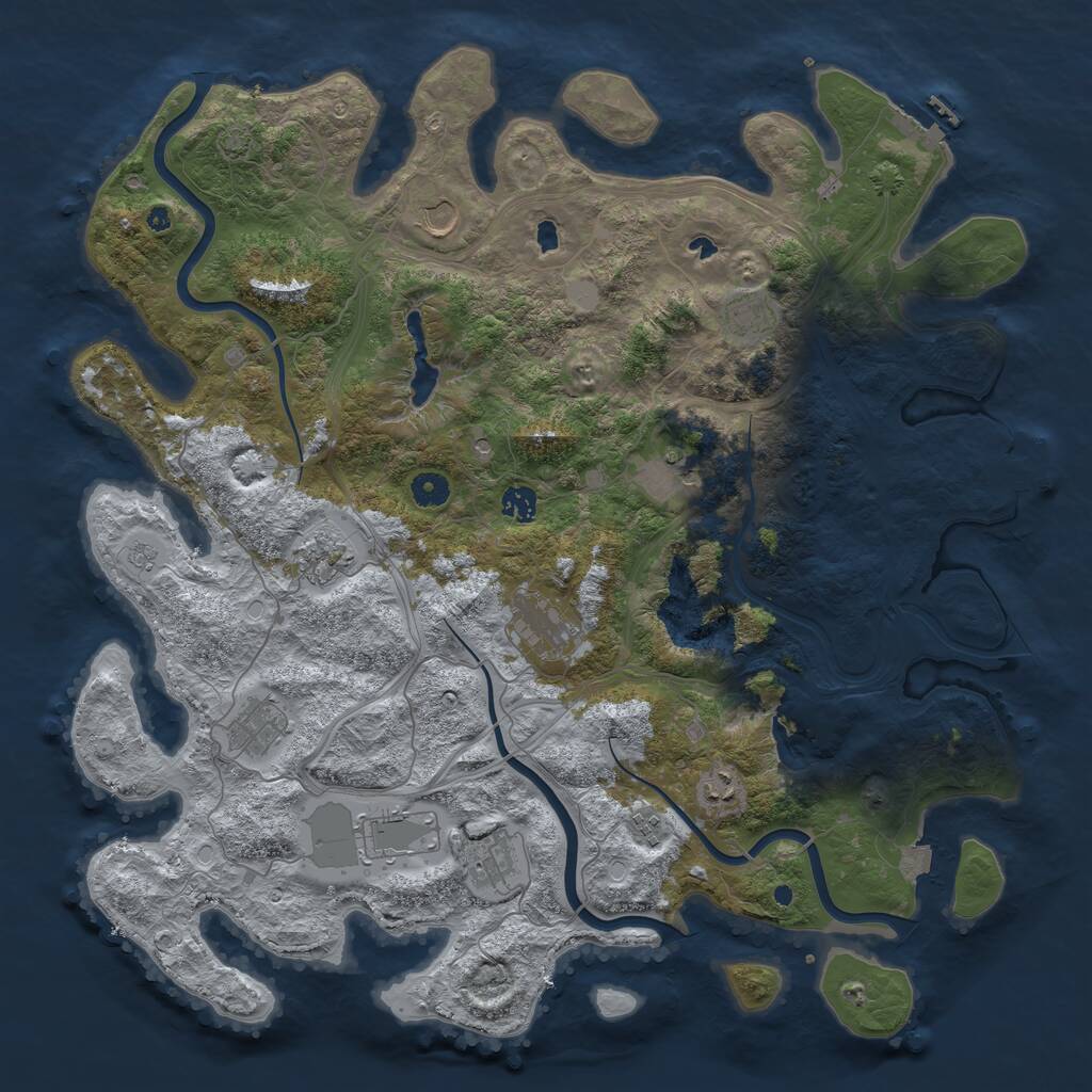 Rust Map: Procedural Map, Size: 4500, Seed: 1433103221, 17 Monuments