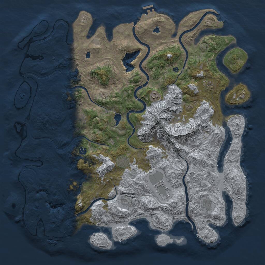 Rust Map: Procedural Map, Size: 5000, Seed: 9869, 15 Monuments