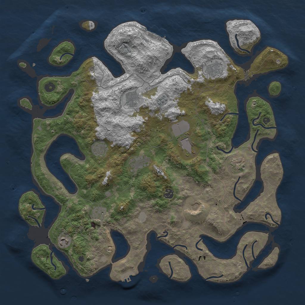 Rust Map: Procedural Map, Size: 4500, Seed: 666761652, 19 Monuments