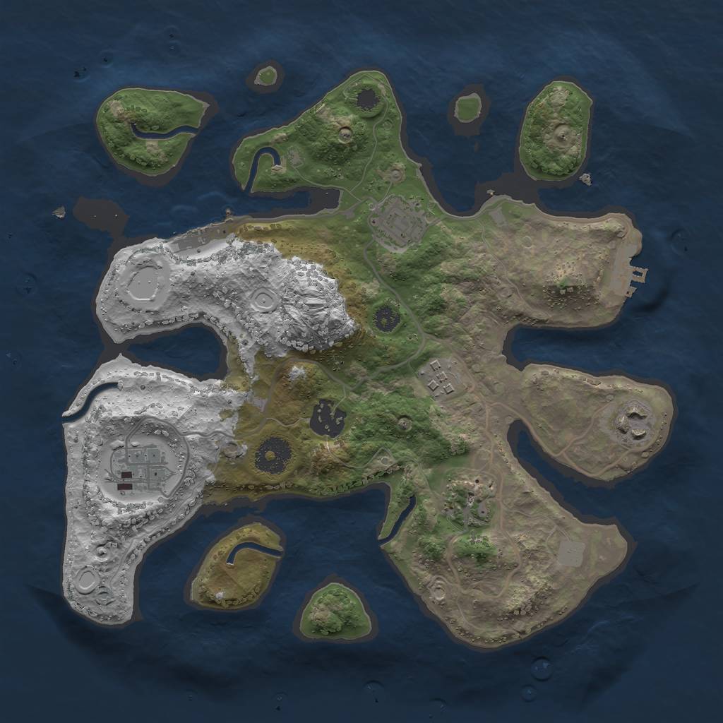 Rust Map: Procedural Map, Size: 3000, Seed: 17717, 13 Monuments