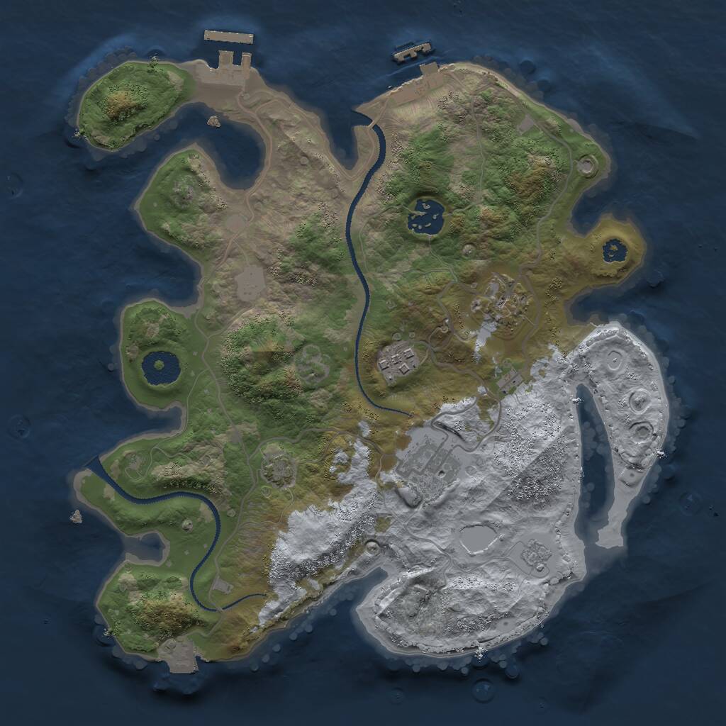 Rust Map: Procedural Map, Size: 3000, Seed: 5464, 9 Monuments