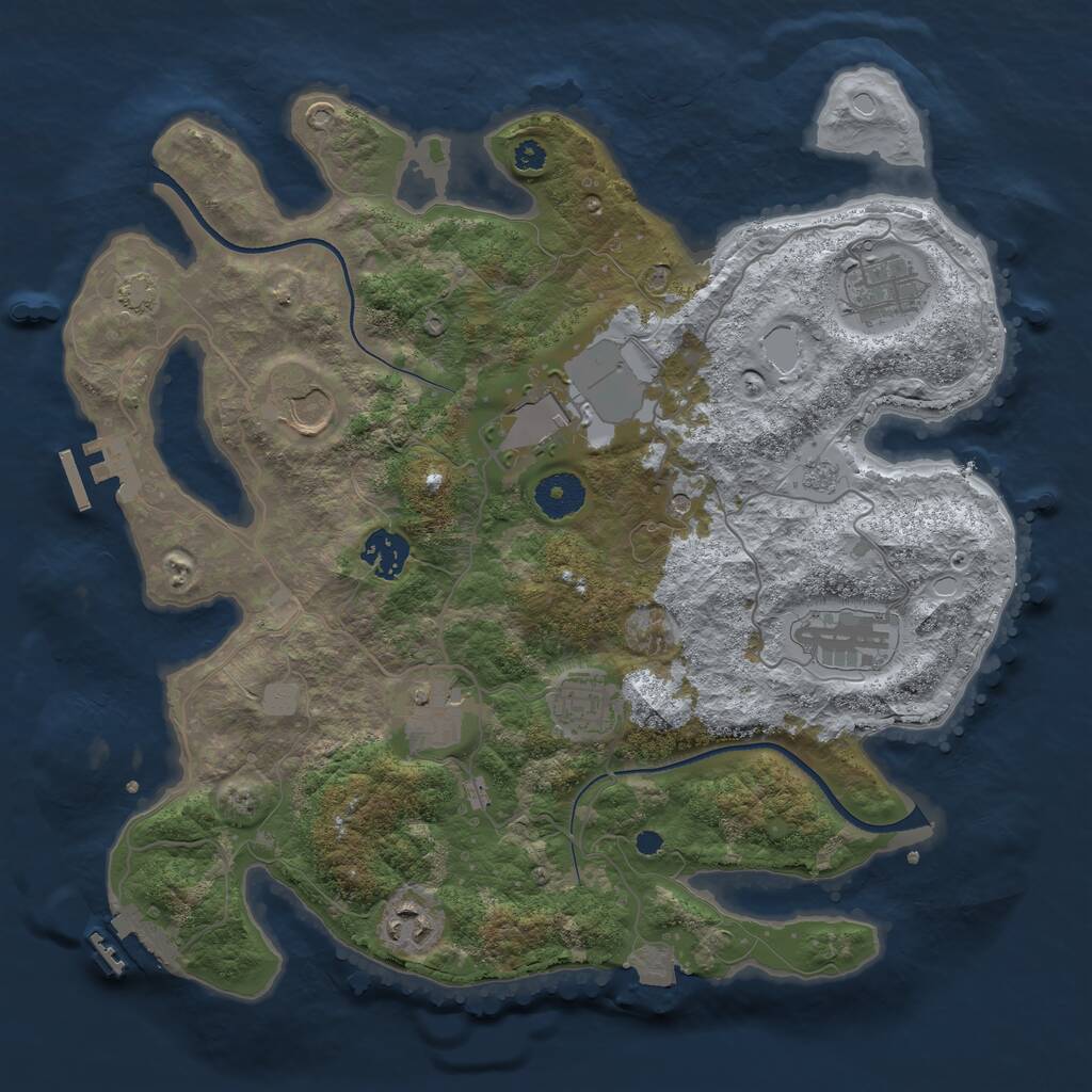 Rust Map: Procedural Map, Size: 3500, Seed: 1632438534, 14 Monuments