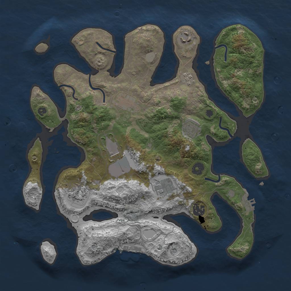 Rust Map: Procedural Map, Size: 3500, Seed: 1827337478, 16 Monuments