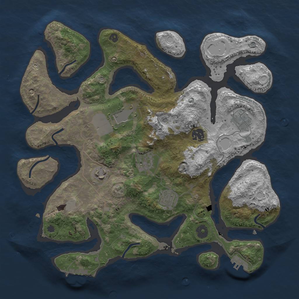 Rust Map: Procedural Map, Size: 3500, Seed: 777221212, 14 Monuments