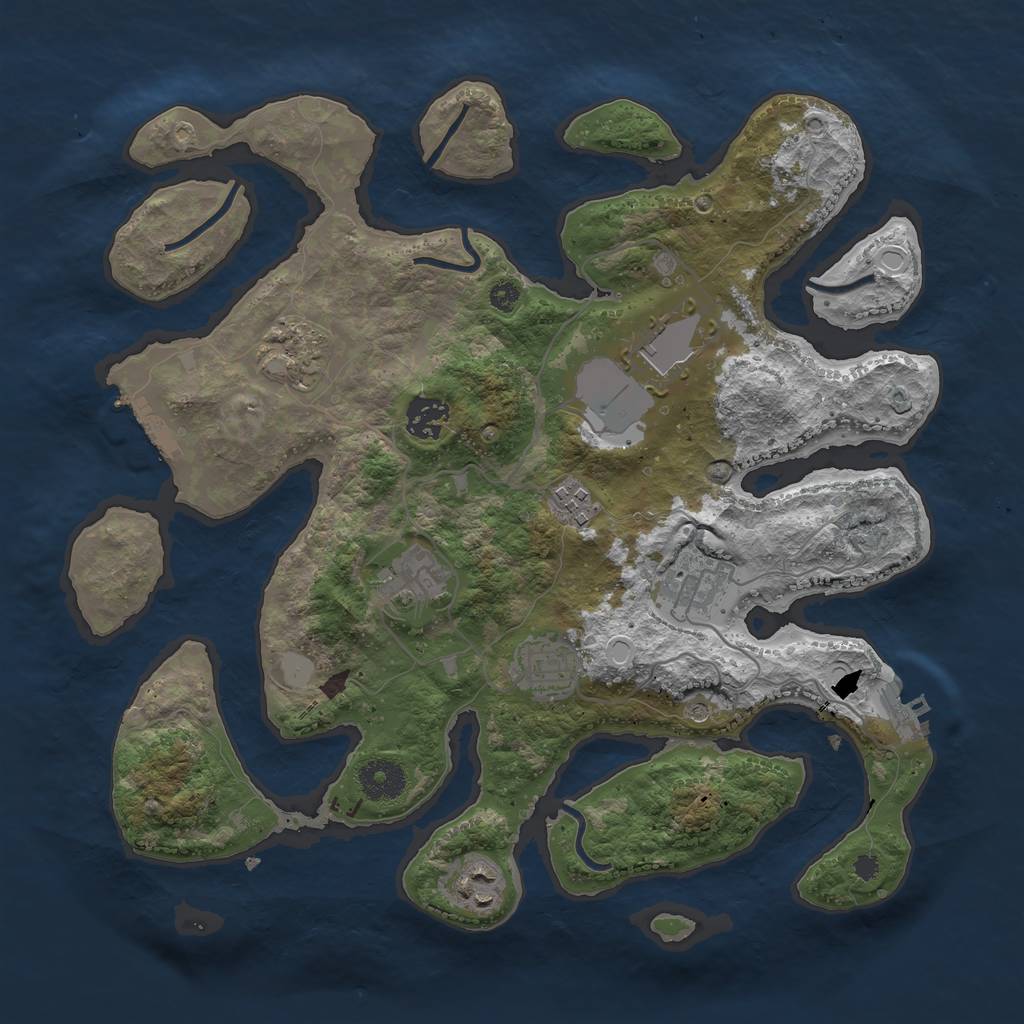 Rust Map: Procedural Map, Size: 3500, Seed: 3027855, 16 Monuments