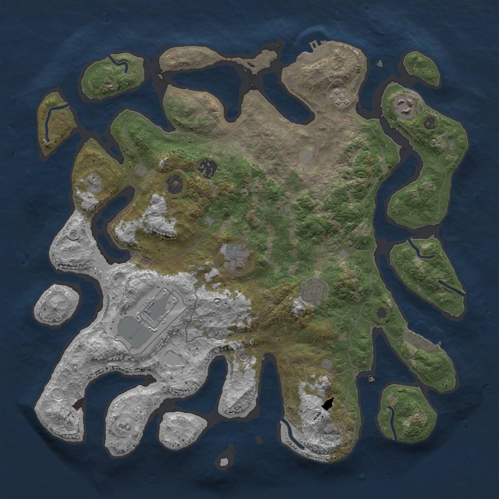 Rust Map: Procedural Map, Size: 4000, Seed: 385727689, 14 Monuments