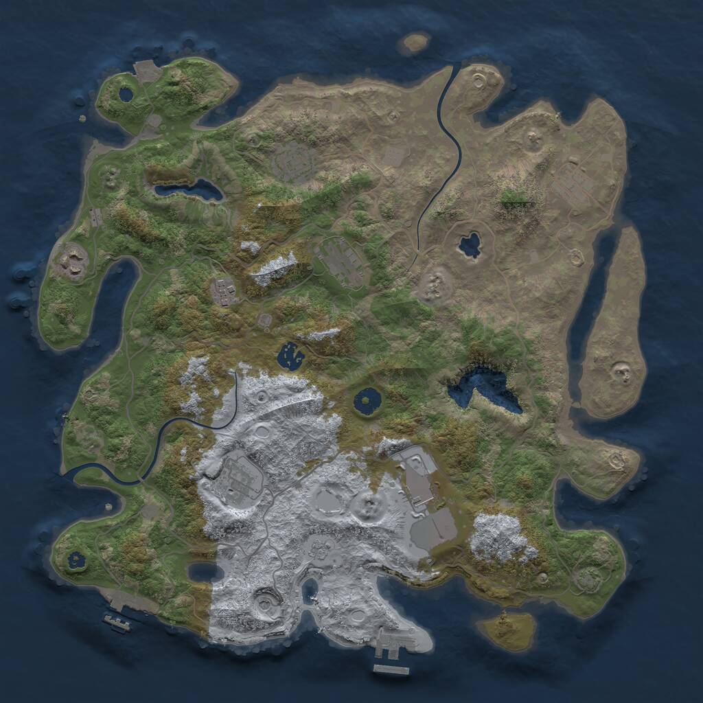 Rust Map: Procedural Map, Size: 4000, Seed: 985555, 14 Monuments