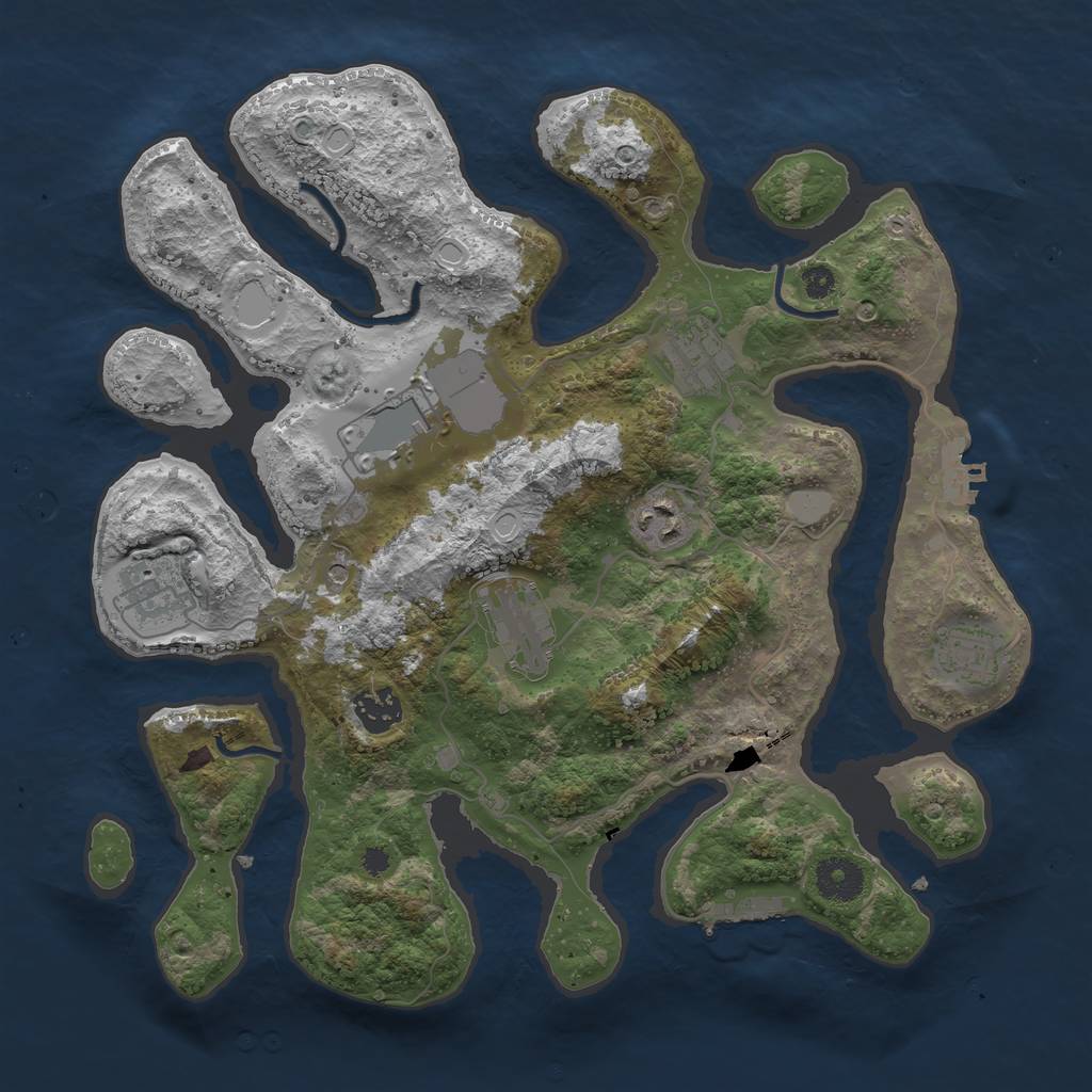 Rust Map: Procedural Map, Size: 3500, Seed: 1208395862, 15 Monuments