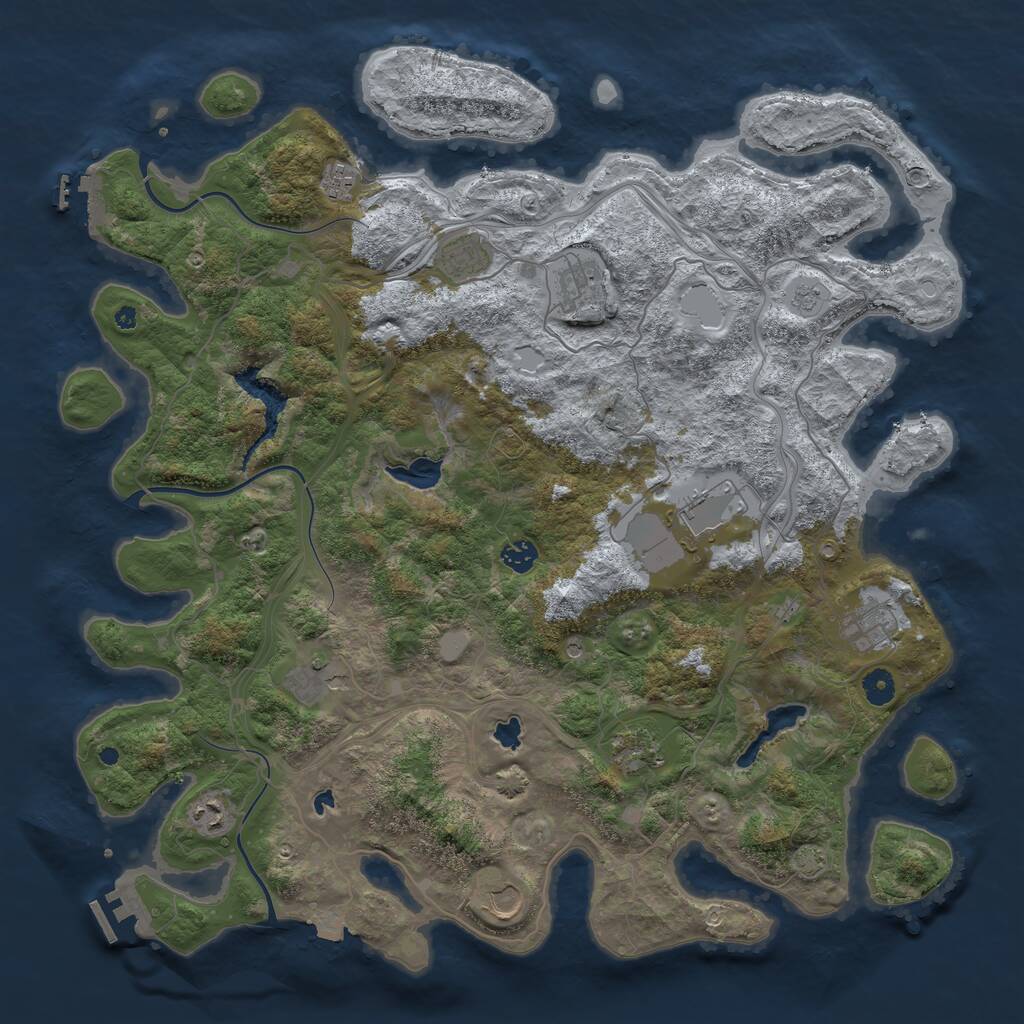 Rust Map: Procedural Map, Size: 4500, Seed: 80216, 16 Monuments