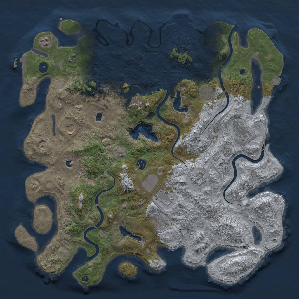 Rust Map: Procedural Map, Size: 4500, Seed: 24723, 16 Monuments