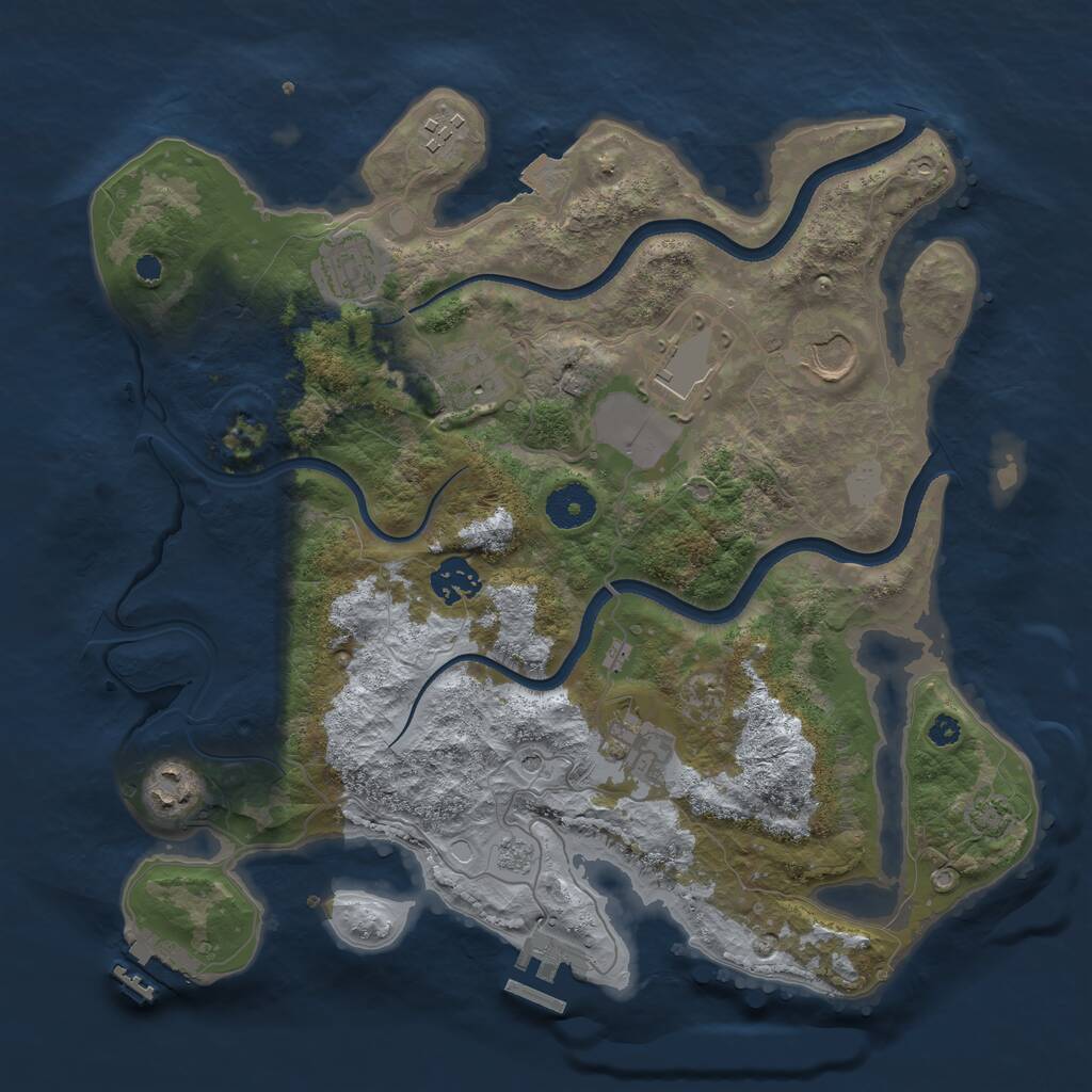 Rust Map: Procedural Map, Size: 3500, Seed: 1337290123, 14 Monuments