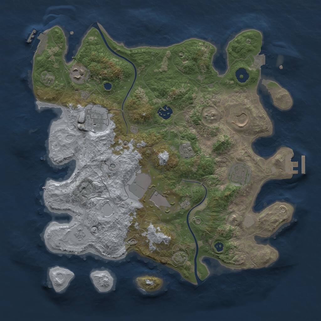 Rust Map: Procedural Map, Size: 3500, Seed: 839091316, 13 Monuments