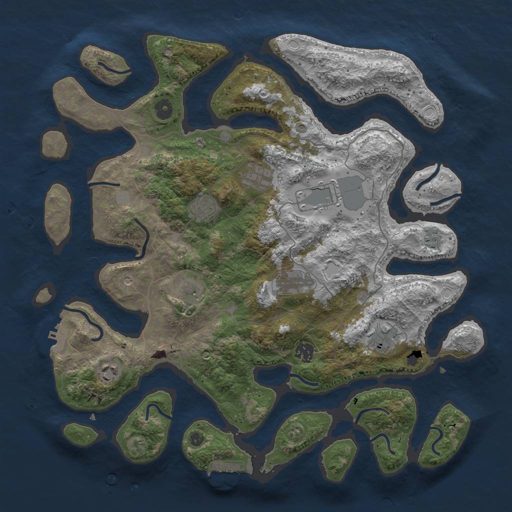 Rust Map: Procedural Map, Size: 4000, Seed: 38267, 17 Monuments