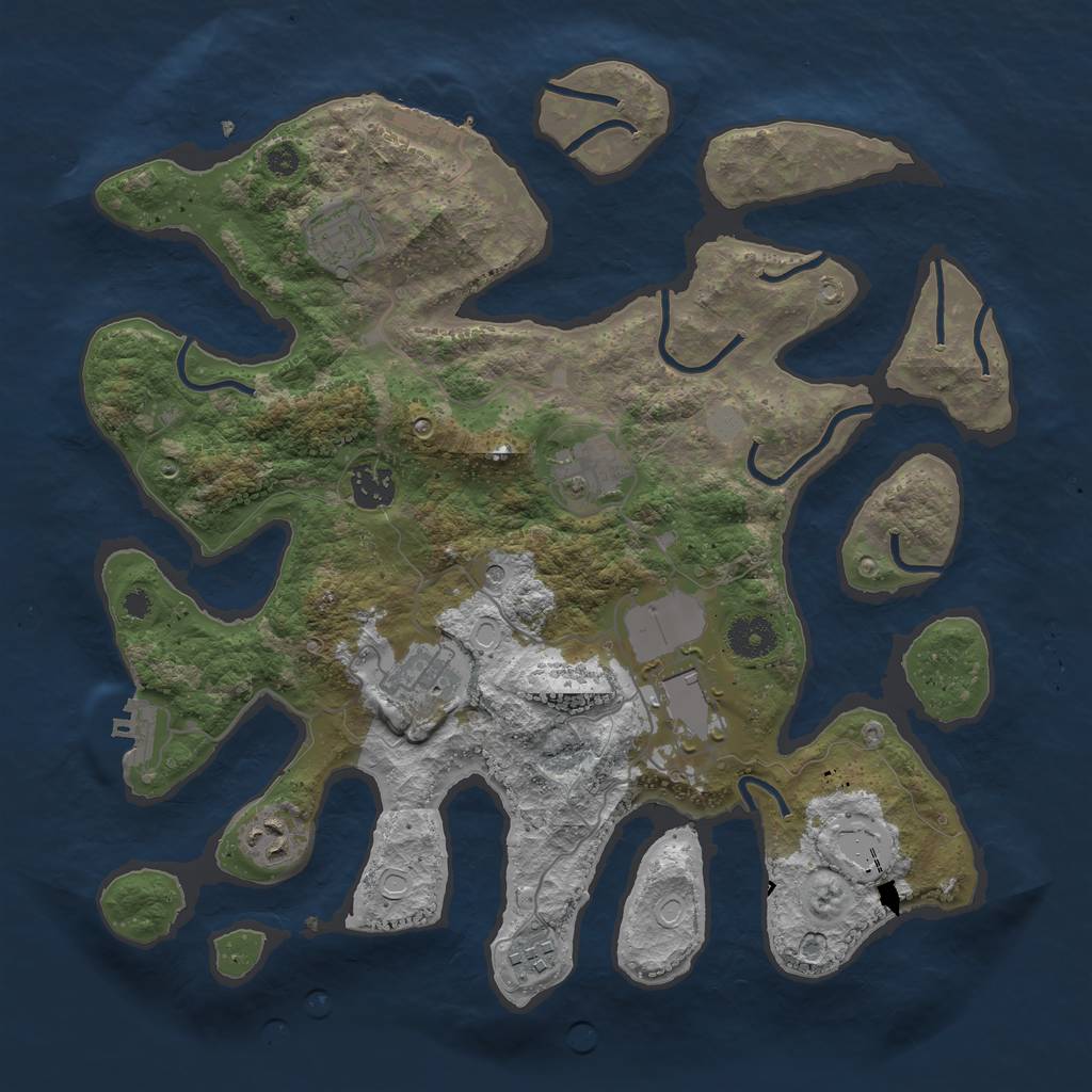 Rust Map: Procedural Map, Size: 3600, Seed: 795693594, 15 Monuments