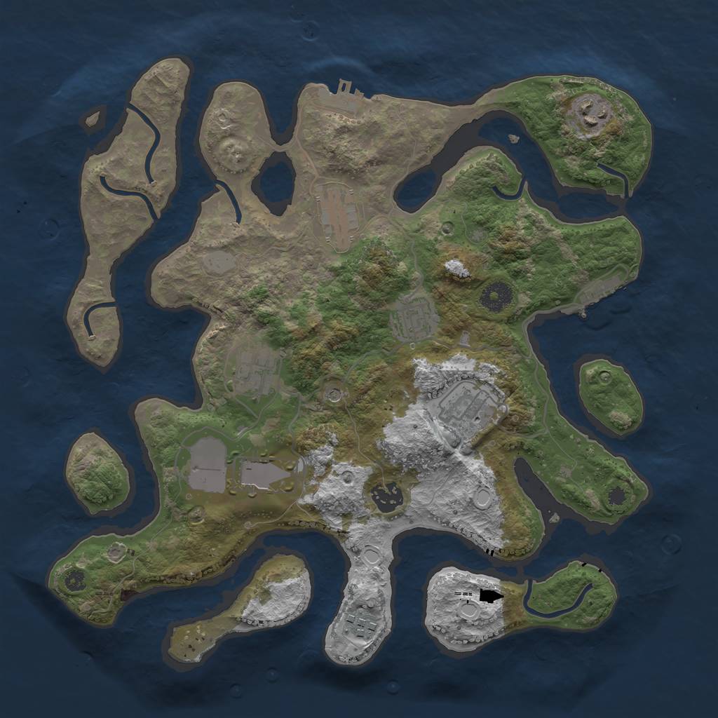 Rust Map: Procedural Map, Size: 3500, Seed: 27491232, 16 Monuments