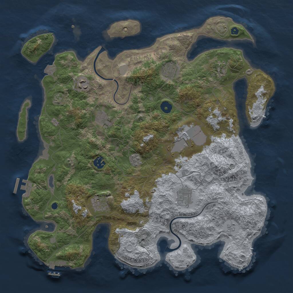 Rust Map: Procedural Map, Size: 3800, Seed: 669324, 15 Monuments