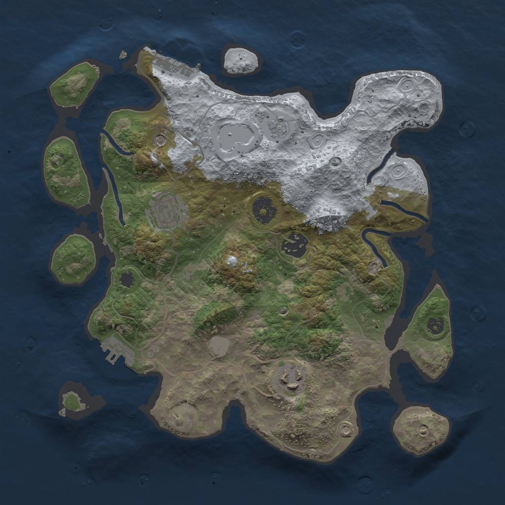 Rust Map: Procedural Map, Size: 3000, Seed: 585485, 10 Monuments