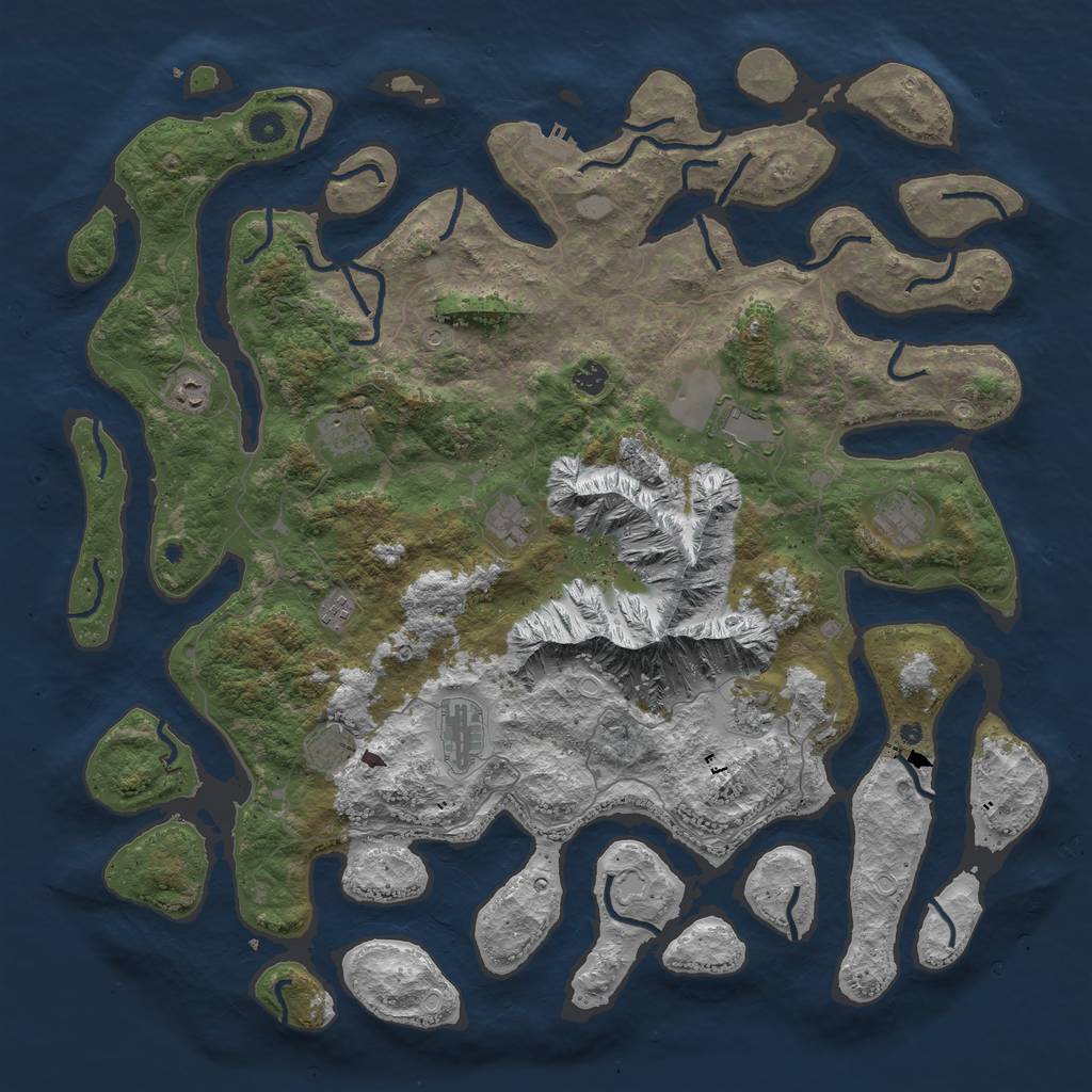 Rust Map: Procedural Map, Size: 5000, Seed: 921601836, 17 Monuments