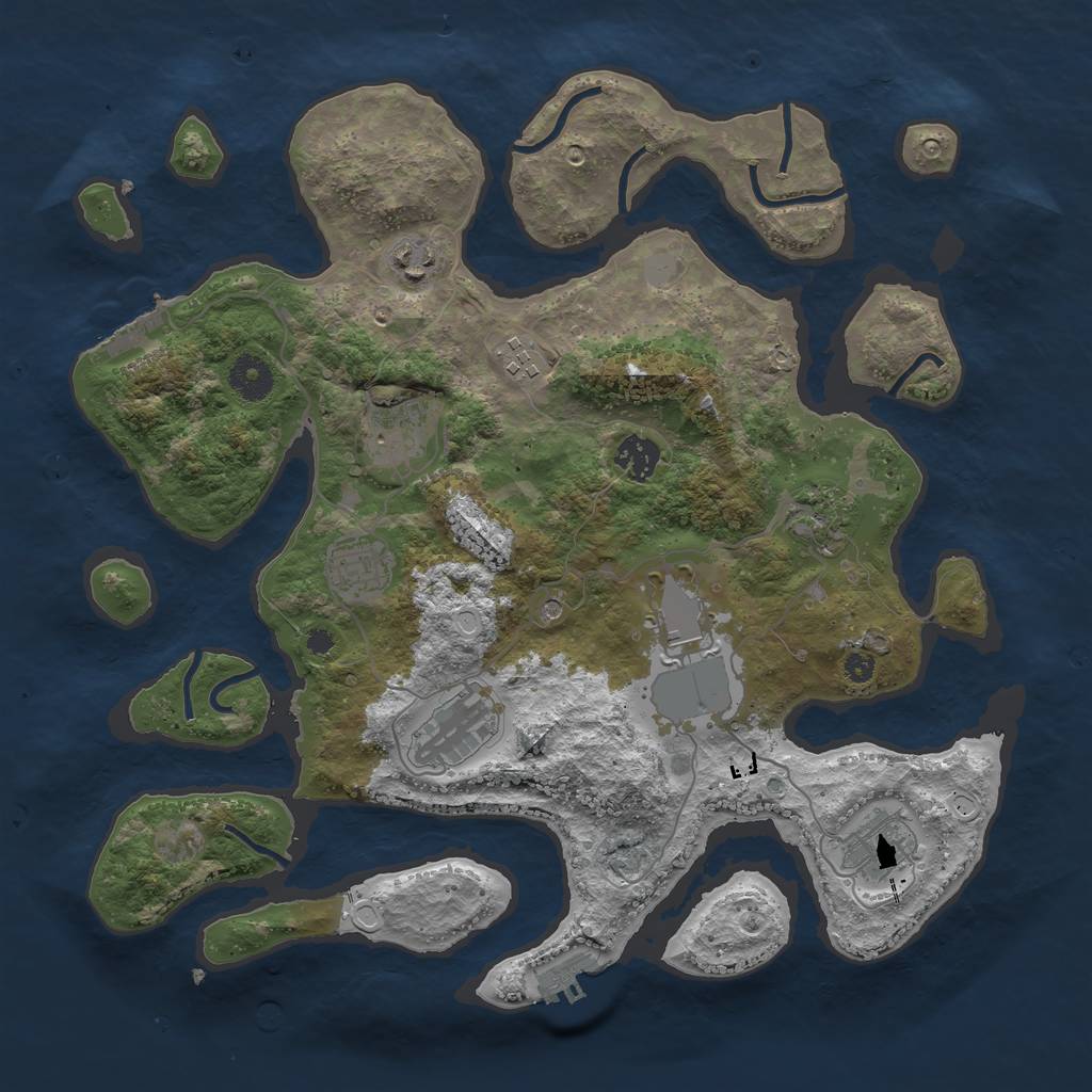Rust Map: Procedural Map, Size: 3700, Seed: 819767088, 17 Monuments