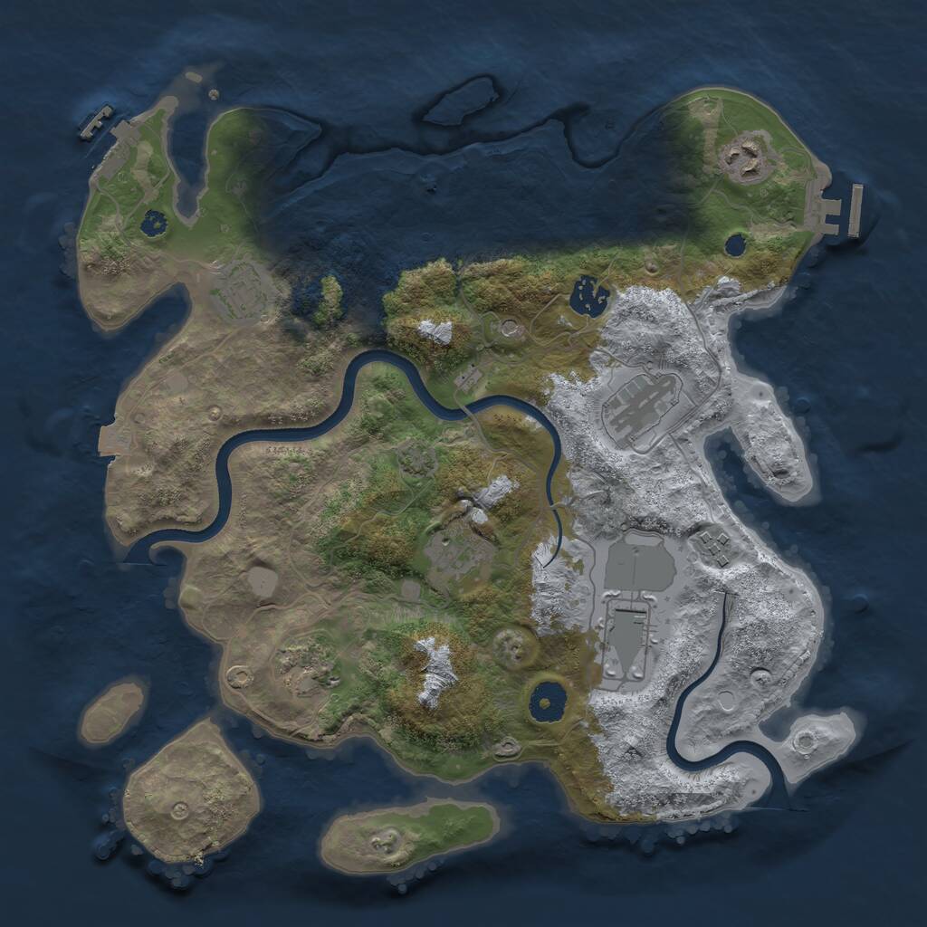 Rust Map: Procedural Map, Size: 3550, Seed: 916177, 13 Monuments