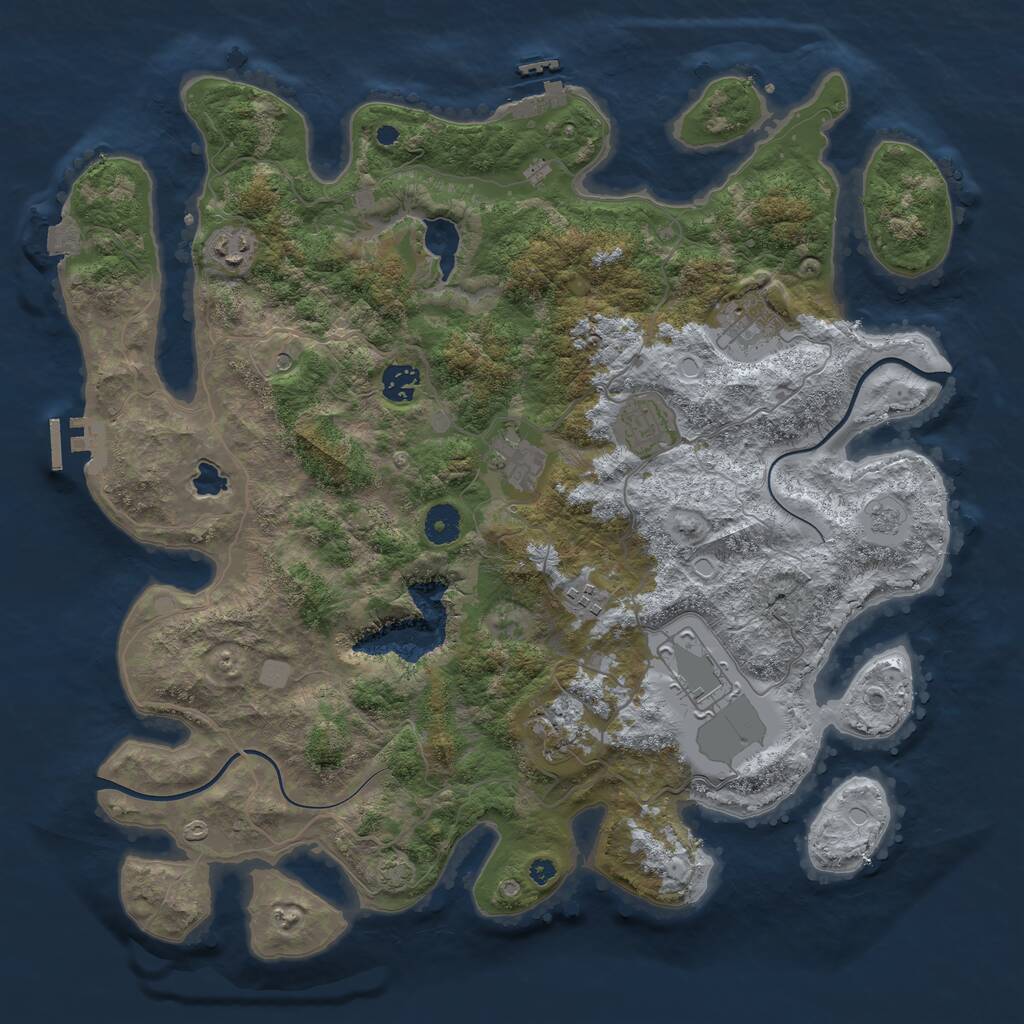 Rust Map: Procedural Map, Size: 4000, Seed: 69199369, 14 Monuments