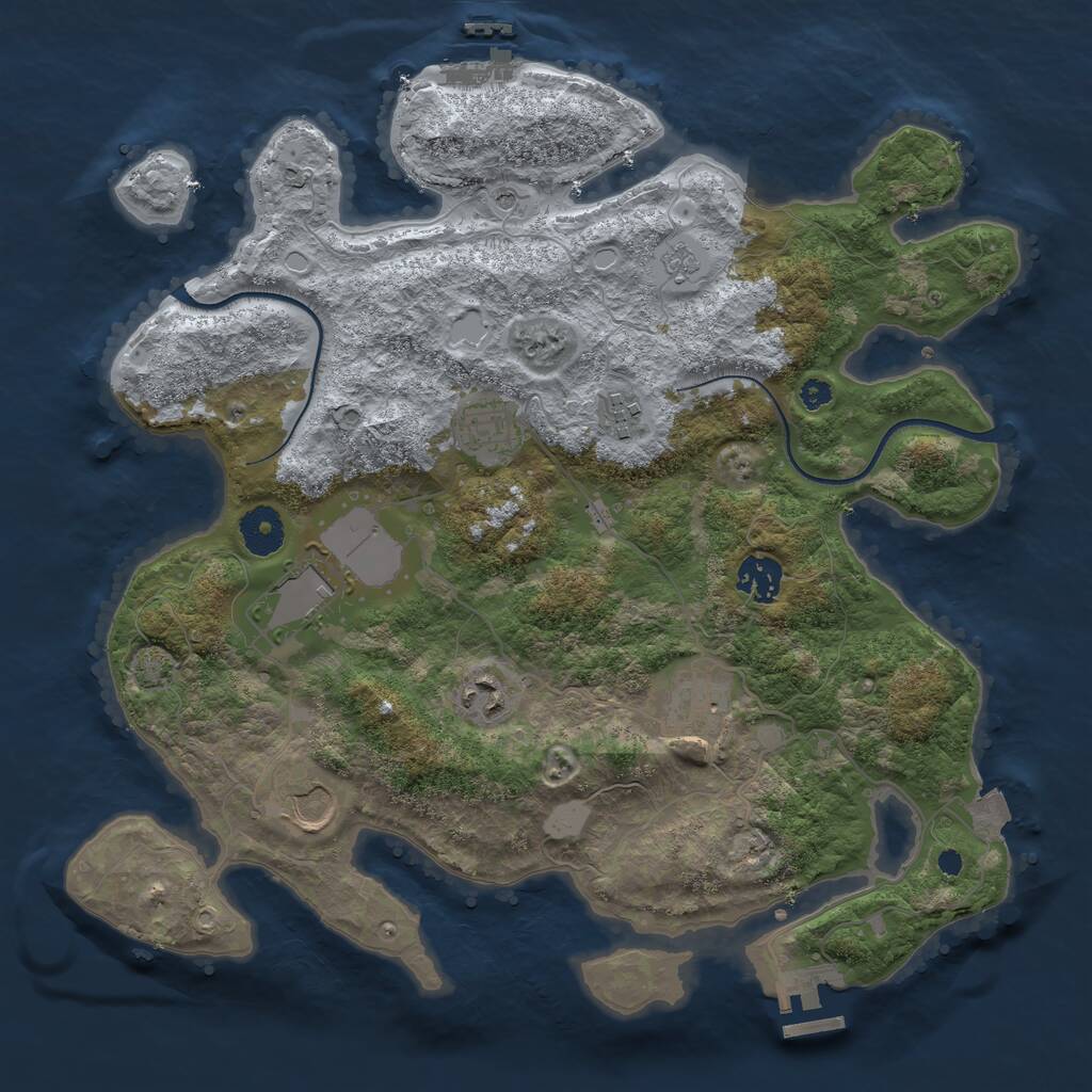 Rust Map: Procedural Map, Size: 3550, Seed: 852489, 13 Monuments