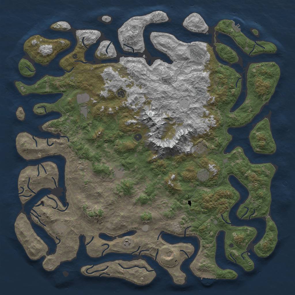 Rust Map: Procedural Map, Size: 6000, Seed: 25332034, 19 Monuments