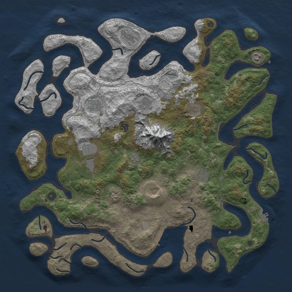 Rust Map: Procedural Map, Size: 5000, Seed: 135702468, 19 Monuments