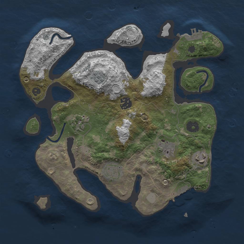 Rust Map: Procedural Map, Size: 3000, Seed: 956647870, 13 Monuments