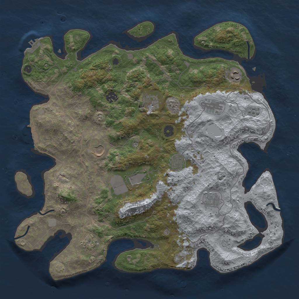 Rust Map: Procedural Map, Size: 4050, Seed: 1861819099, 18 Monuments