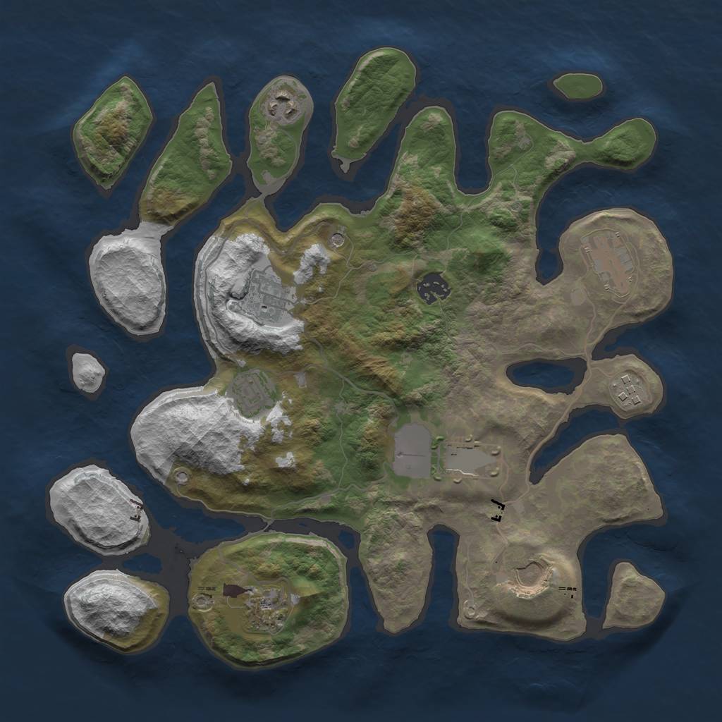 Rust Map: Barren, Size: 3500, Seed: 12345, 12 Monuments