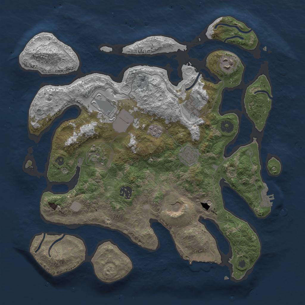 Rust Map: Procedural Map, Size: 3550, Seed: 25716, 16 Monuments
